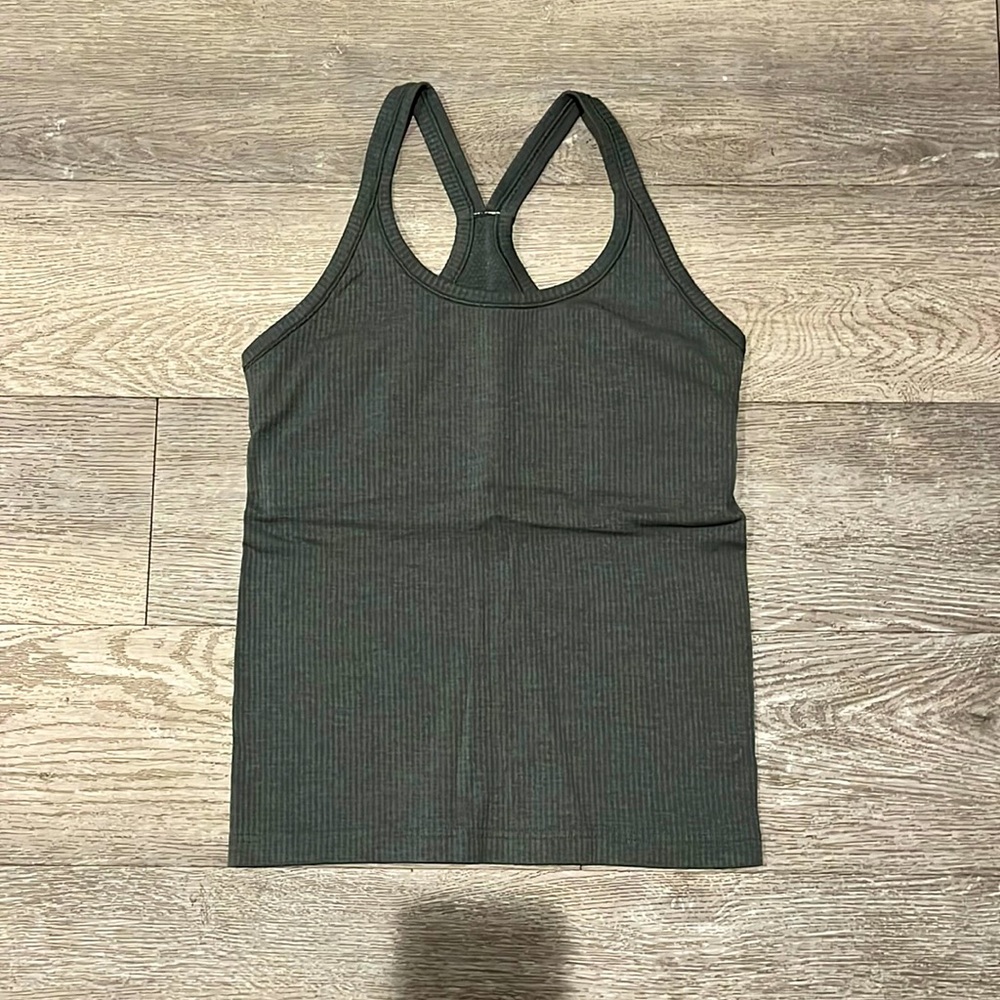 Lululemon Army green, racer back tank. Size 2